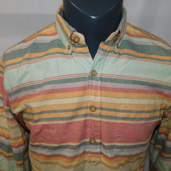 American Eagle Men S 1/4 Button Pullover Long Sleeve Striped Button Down Shirt - Picture 3 of 10